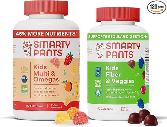 SmartyPants Kids Multivitamin + Fiber & 3 Fish (120 Count) (60 Count)