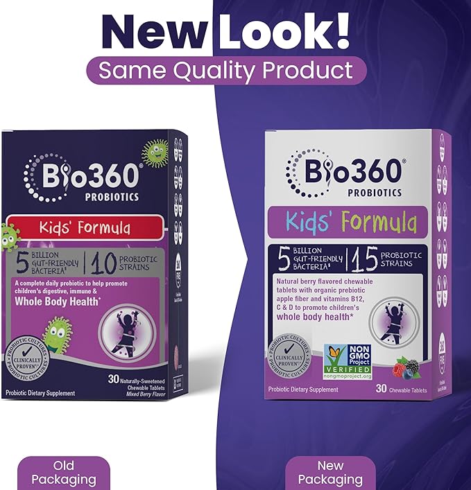 Kids Probiotic Supplement, Daily Support 15 Strains 5 Billion 30 Chewable