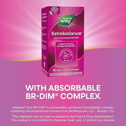 Nature's Way Estrobalance, Absorbable BR-DIM, Supports Healthy Estrogen Metabolism*, Vegan, Gluten Free, 60 Tablets (Packaging May Vary)