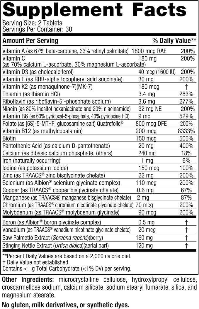 Nordic Naturals Men’s Multivitamin Extra Strength 20 Essential 60 Tablets 30 Servings