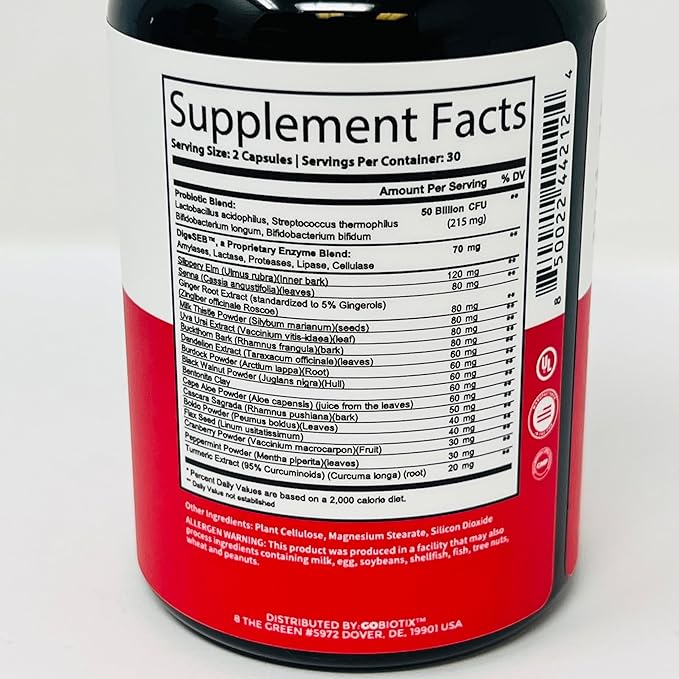 GOBIOTIX Probiotic Supplement with Digestive Enzymes 50 Billion 60 Capsules