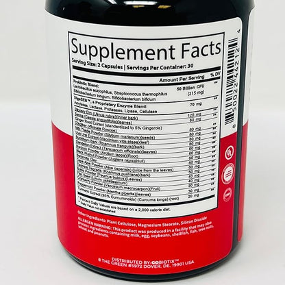 GOBIOTIX Probiotic Supplement with Digestive Enzymes 50 Billion 60 Capsules
