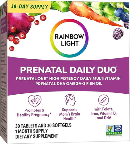 Rainbow Light Prenatal Daily Duo Multivitamin Omega-3 Fish 30 Count