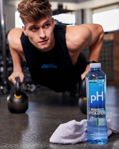 Perfect Hydration 9.5+ pH Alkaline Drinking Water | 100% Recycled Bottles | Electrolyte Minerals for Taste | 12 pack - 1 Liter (33.8 oz)