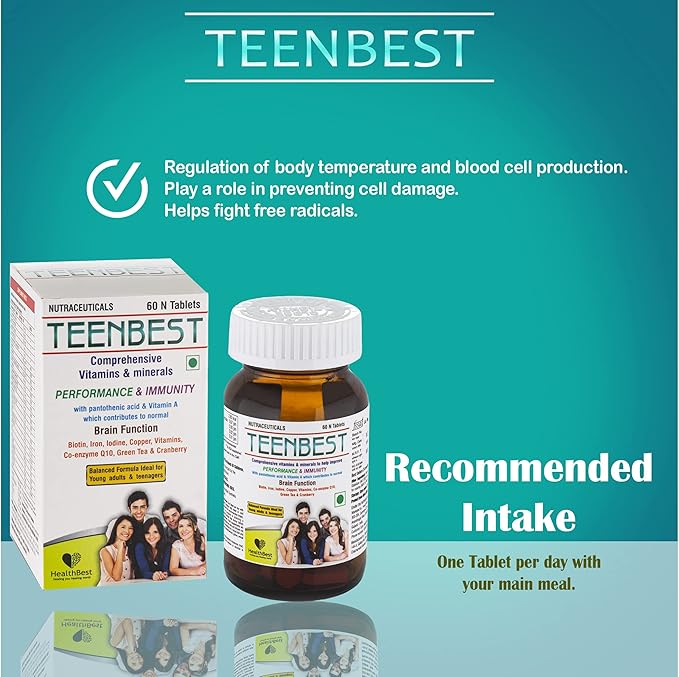 Teenbest Multivitamin & Minerals Supplement Q10, 60 60 Tablets