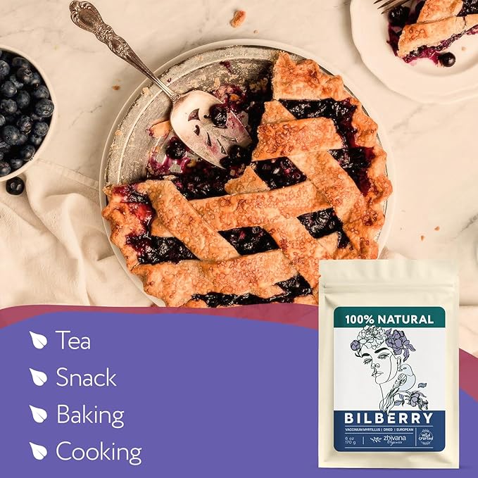 Wild Bilberry Dried Fruits (6 oz.) – Bilberry Tea - Superfood berries -Whortleberry (Vaccinium myrtillus) - Antioxidant, Immunity, Heart Health