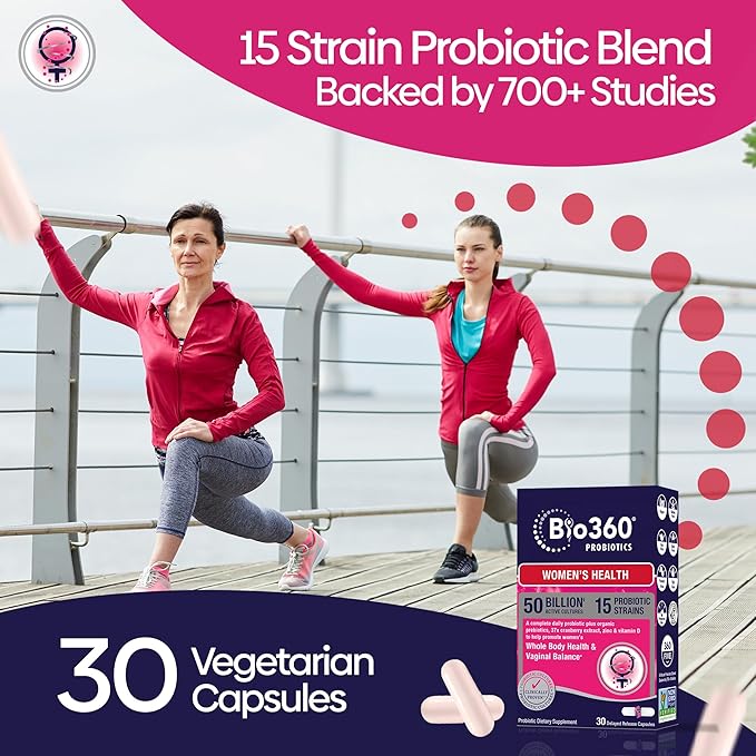 Women's Probiotic Supplement, Digestive, Immune, Vaginal 15 Diverse 50 Billion 37X Cranberry D3, 30CT 30CT