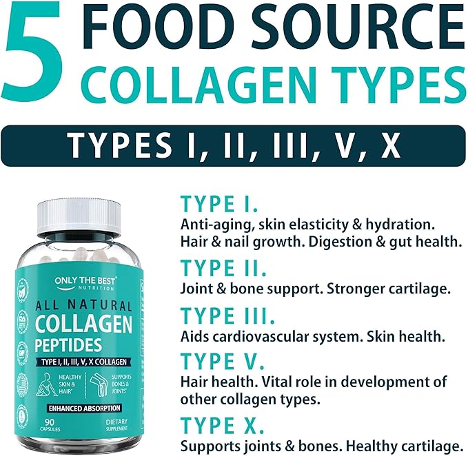 Only The Best Multi Collagen Peptides Capsules 5X Absorption