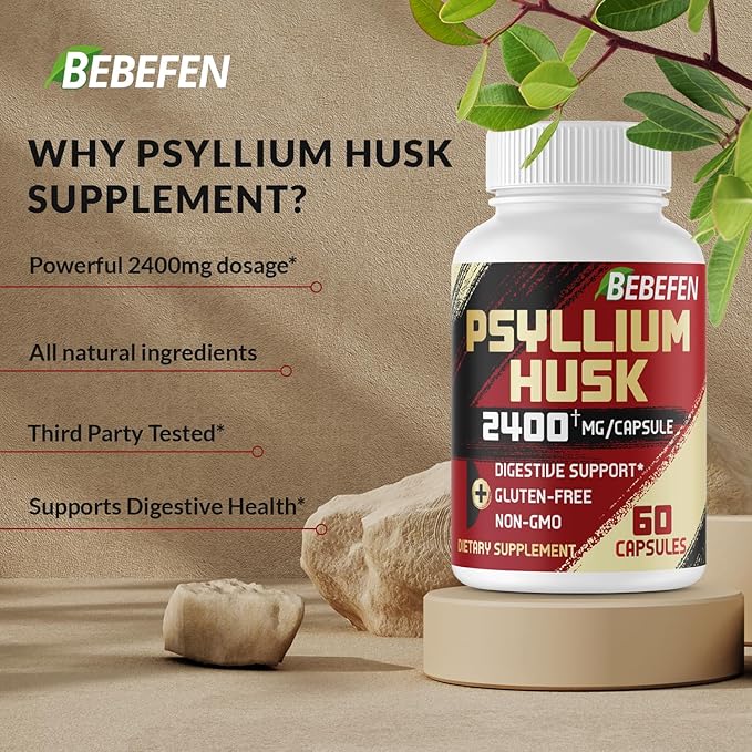 BEBEFEN Psyllium Husk Capsules 2400mg 2 Month