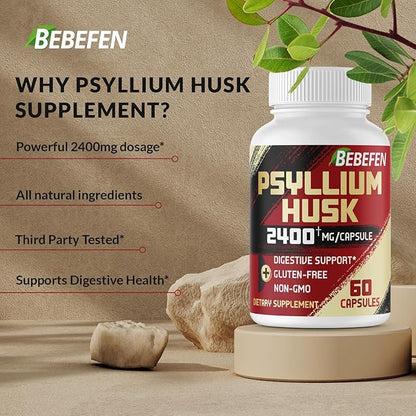 BEBEFEN Psyllium Husk Capsules 2400mg 2 Month