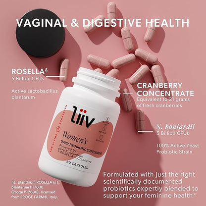 LiiV Probiotics Premium Women's Probiotic (60 3-in-1 Daily