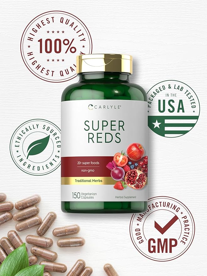 Carlyle Super Reds Capsules | 150 Count | Superfoods Supplement | Vegetarian & Non-GMO