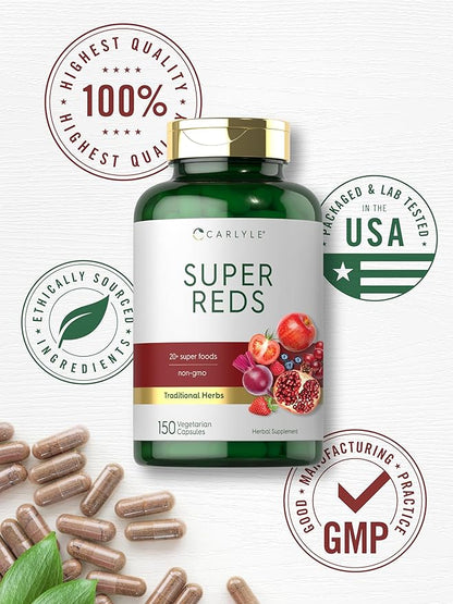 Carlyle Super Reds Capsules | 150 Count | Superfoods Supplement | Vegetarian & Non-GMO
