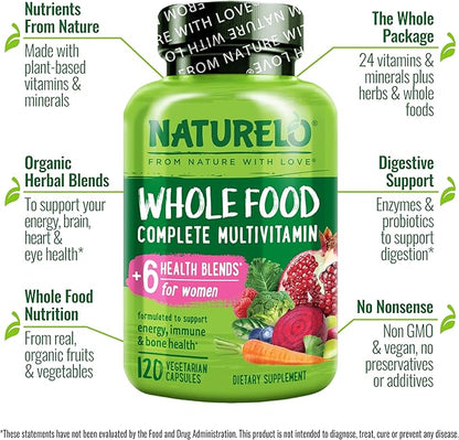 NATURELO Whole Food Multivitamin for Women 120 Capsules