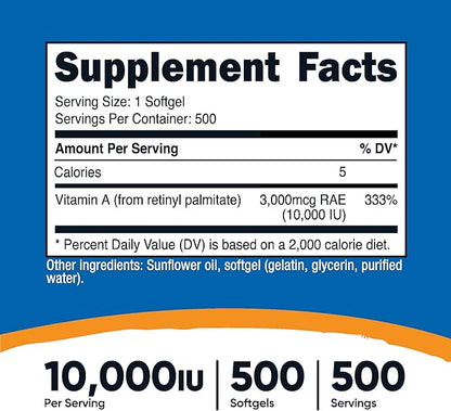 Nutricost Vitamin A 10,000 IU, 500