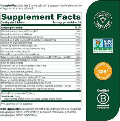 MegaFood Men's Advanced Multivitamin for Men B12, Vitamin 60 Tabs (30 Servings)