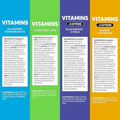 Nuun Hydration Vitamins Electrolyte Tablets, Mixed Flavor Pack + Caffeine, 5 Essential Electrolytes for Hydration + Vitamin A, B6, C, D, E, with Magnesium, Vegan, Non-GMO, 4 Pack (48 Servings)