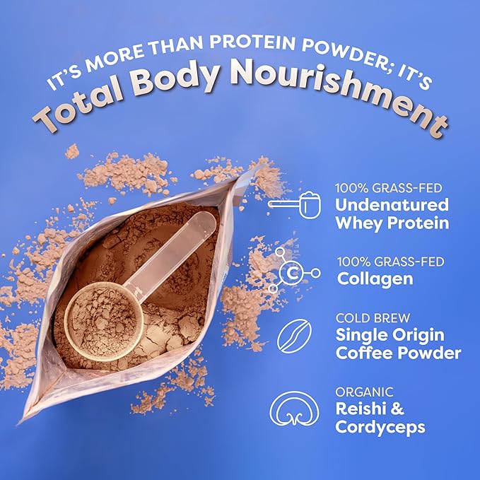 FlavCity Protein Powder Smoothie, Butter Coffee - 100% Grass-Fed Whey Protein Powder Shake with Collagen (25g of Protein) - Gluten Free & No Added Sugars (33.02 oz)