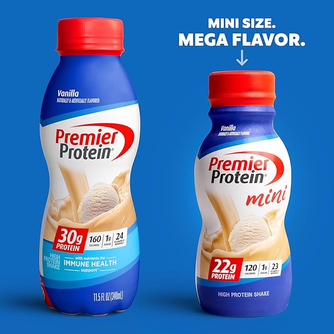Premier Protein Shake MINIs Vanilla 22g 120 Calories 12 & 30g Protein 17 Servings 23.3 Ounces