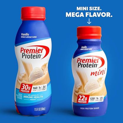 Premier Protein Shake MINIs Vanilla 22g 120 Calories 12 & 30g Protein 17 Servings 23.3 Ounces