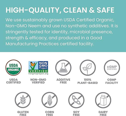 Himalaya Organic Neem Herbal Skin Supplement, 600 mg, 60 Plant-Based 60 Day