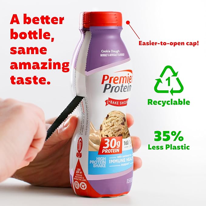 Premier Protein Shake, Cookie Dough, 11.5 (12 Pack), 30g Protein, 1g Sugar, 3g Carbs