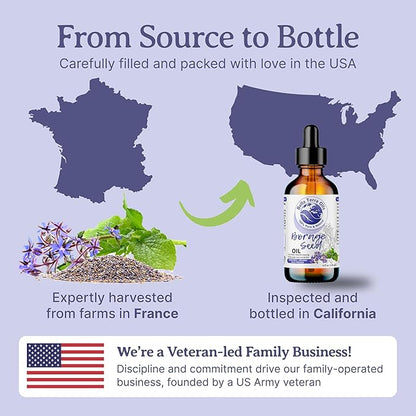 Bella Terra Oils - Organic Borage Seed Oil 2oz - Dive into a World of Omega-6 & Essential Minerals, Natural Nourishment for a Radiant Complexion