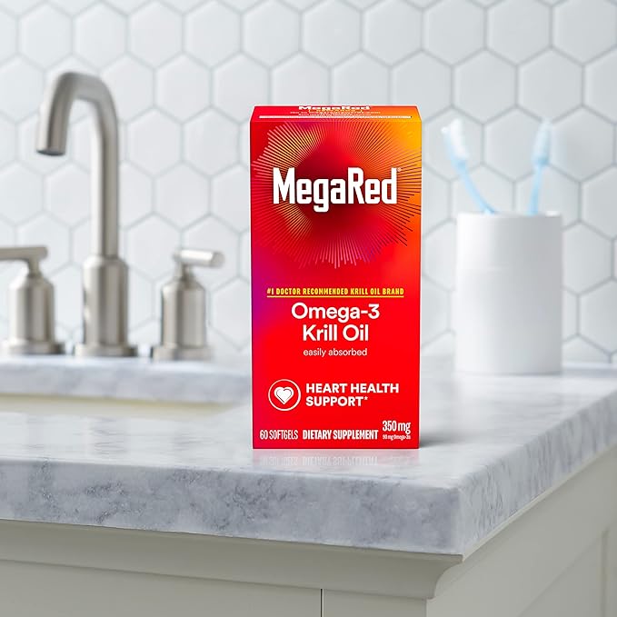 MegaRed Omega-3 Krill Oil 350mg Softgels, (60 Count Omega-3 Fatty