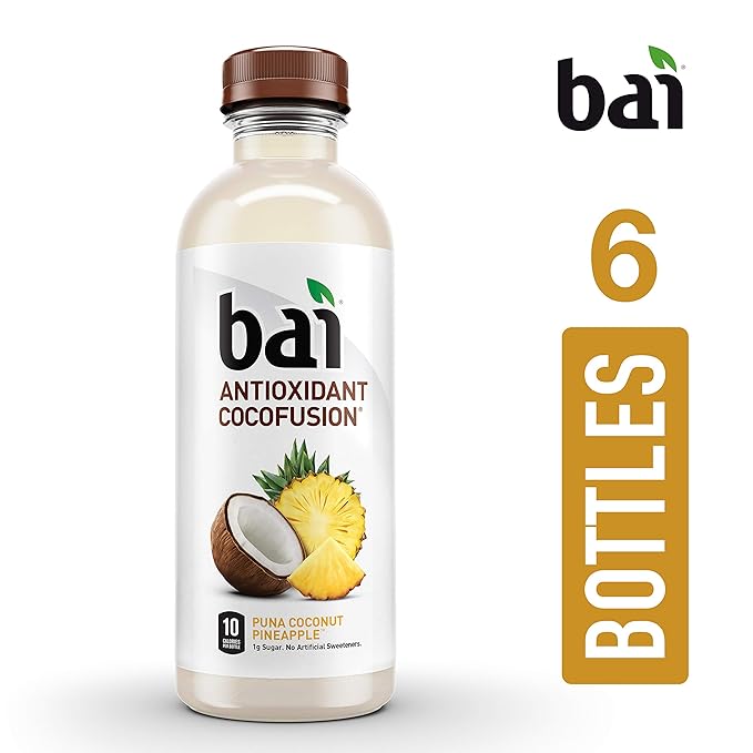Bai Coconut Flavored Water Puna Coconut Pineapple, Antioxidant Infused, Coconut Pineapple Flavored Water Drink, 18 Fluid Ounce Bottles, 6 Count