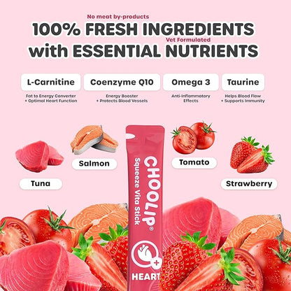 Squeeze Vita Stick Lickable Treats for Dogs & Cats. 49 Heart Support Sticks with Essential multivitamins. Soft and Tasty Paste for All Life Stages, Supporting Heart Health