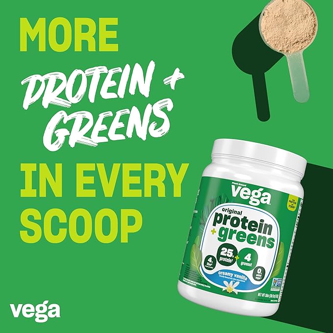 Vega Protein and Greens Protein Powder, Vanilla 20g Plant 21.7 Ounce