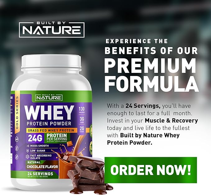 Whey Protein Powder 100% Pure 24g Protein, 24 Servings