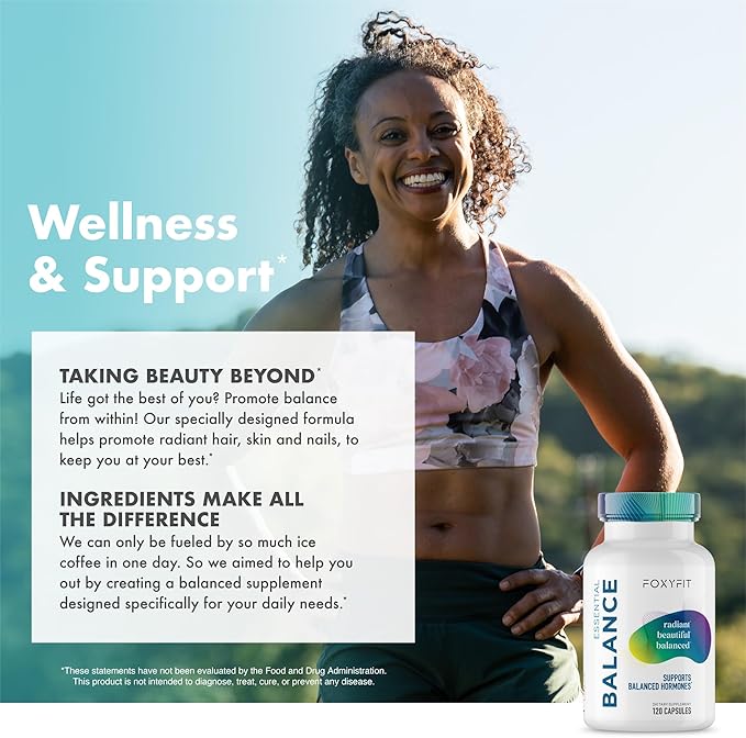 Essential Balance Hormonal Support and Vitamin Supplement for Women by Foxy Fit – Antioxidant, Healthy Skin & Hair for Daily Use* (30 Servings)