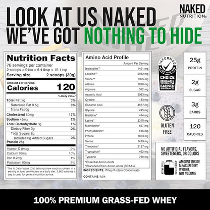 NAKED WHEY 5LB 100% Grass Fed 1 Ingredient, 76 Servings