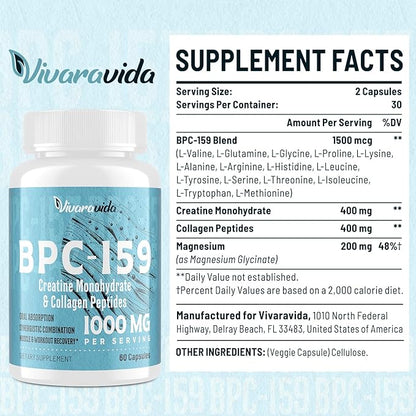 BPC-159 Peptide Capsules 1500mcg - High Potency BPC 159 - Gluten Free | 60 Capsules