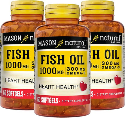 MASON NATURAL Fish Oil 1,000 mg 300 mg Omega-3, Healthy 60 Softgels 3)