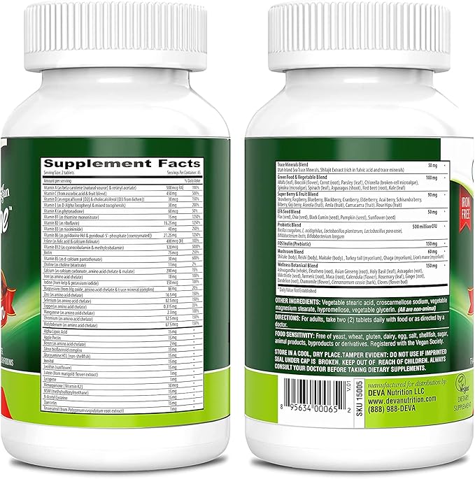 DEVA Tuba Prime Vegan Multivitamin High-Potency 90 Tabs, 2-Pack