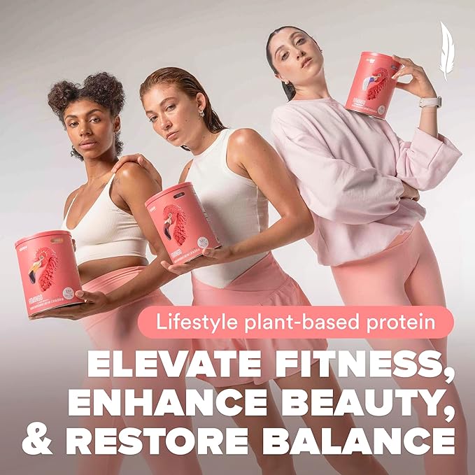 Birdman Fitmingo Vegan Protein Powder for Women with Inositol, Collagen Boosters, Hyaluronic Acid & Vitamins | Low Carb, Dairy Free, Lactose Free, Low Calorie, 22g Plant Based Blueberry Protein Powder