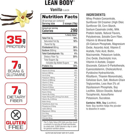 Lean Body All-in-One Vanilla Protein Shake. 35g Protein, 7g Healthy 22 Vitamins (4.6lb) Packaging