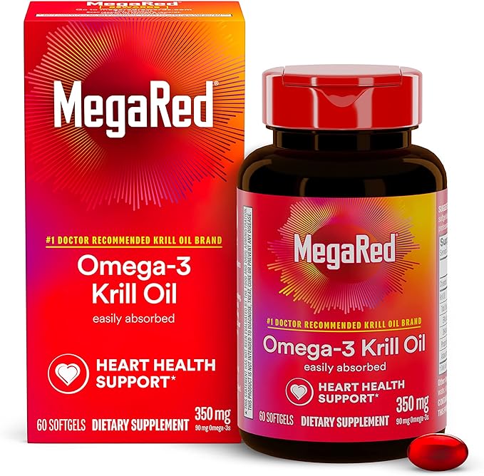 MegaRed Omega-3 Krill Oil 350mg Softgels, (60 Count Omega-3 Fatty