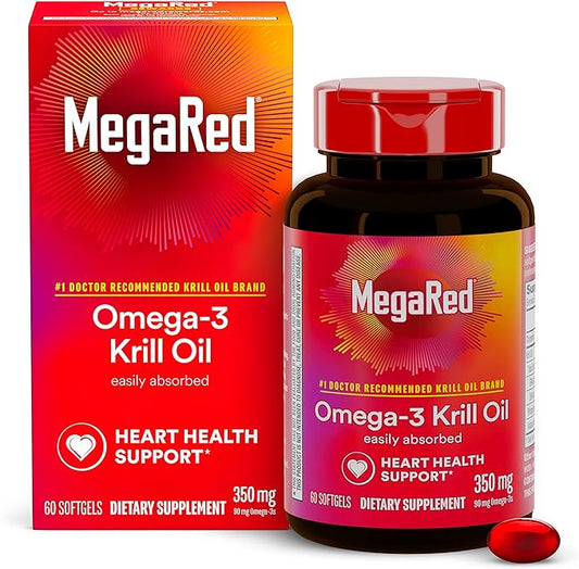 MegaRed Omega-3 Krill Oil 350mg Softgels, (60 Count Omega-3 Fatty