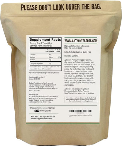 Anthony's Collagen Peptide Powder, 1 lb,