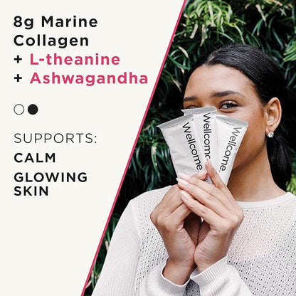 Wellcome Tart Cherry Vanilla Marine Collagen Protein Bar with Ashwagandha and L-Theanine - Adaptogenic Snack Bar - Dairy Free Health Bar for Functional Active Lifestyle (Pack of 12)