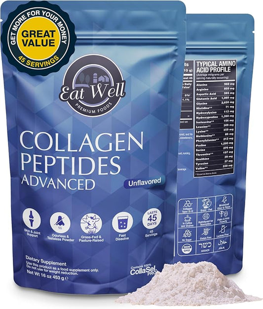 EAT WELL PREMIUM FOODS Collagen Peptides 45 Servings, 16oz, Collagen