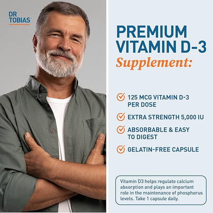 Dr. Tobias Vitamin D3 5000 IU, 90 Capsules, 90 Servings