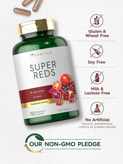 Carlyle Super Reds Capsules | 150 Count | Superfoods Supplement | Vegetarian & Non-GMO