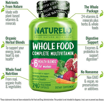 NATURELO Whole Food Multivitamin for Women 240 Vegan