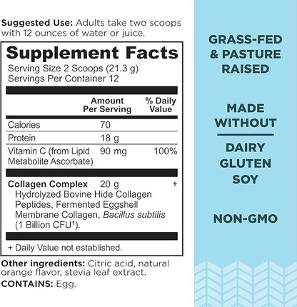 Ancient Nutrition Collagen Peptides, Vitamin C 12 Servings, 20g Collagen