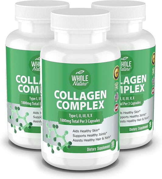 Multi Collagen Protein Peptides Supplement Capsules 1800mg Collagen 100% Natural, 270ct (3) (3)