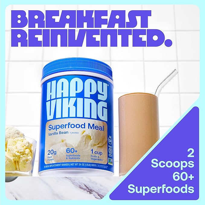 Happy Viking Vanilla Plant Protein Powder, 20G Protein, 1 Canister (24 oz.)